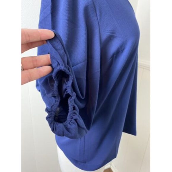 NWOT ModCloth Balloon Sleeve Blue Blouse Top V-neck Pullover Size Large - Picture 4 of 10